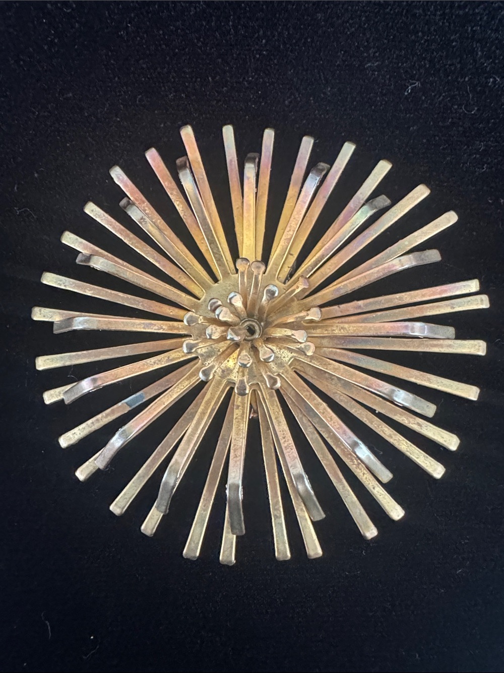 Vintage Atomic Starburst Brooch - Goldtone MCM Sputnik